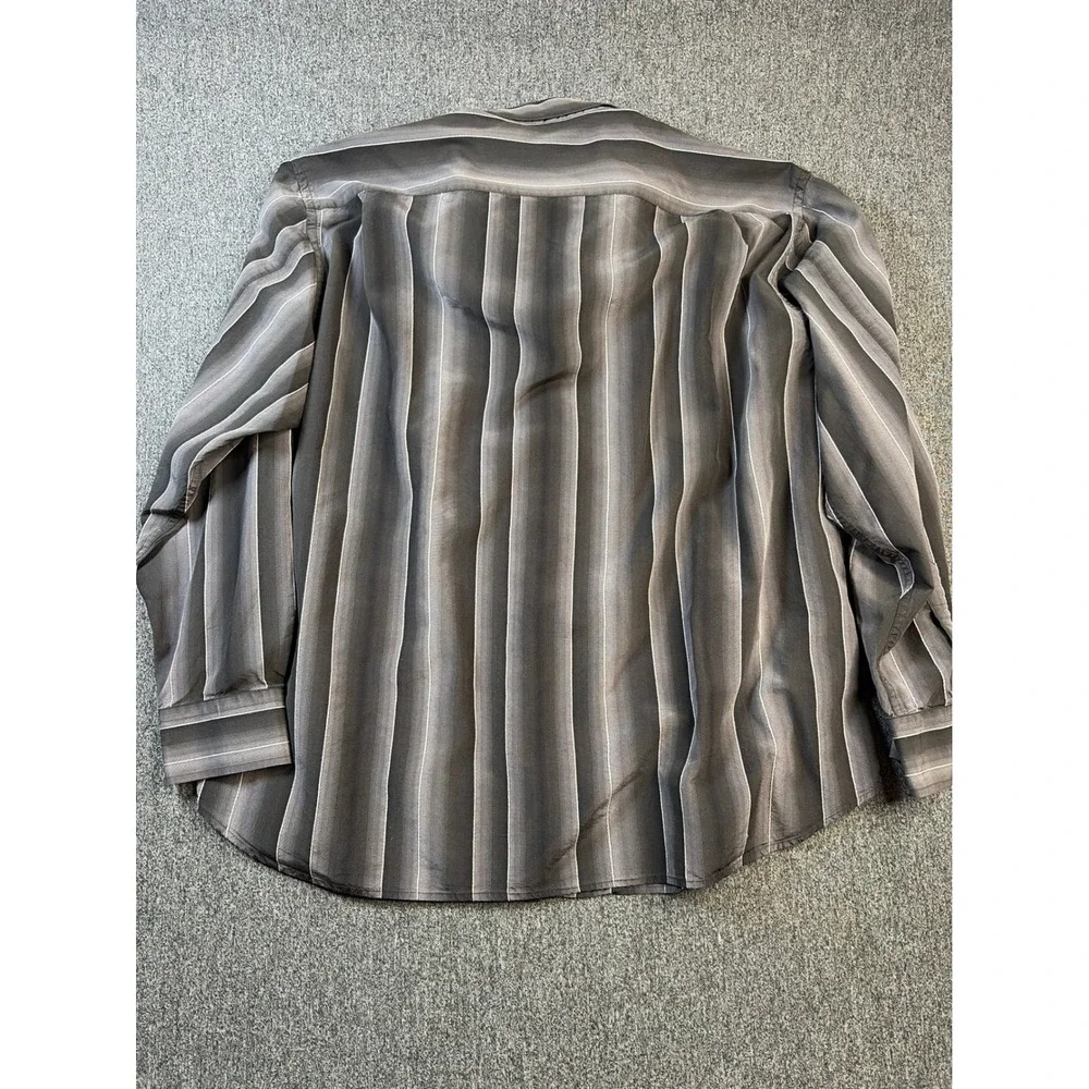 Tommy Bahama Mens XXL 100% Silk Long Sleeve Button Down Shirt Grey Ombre Stripe